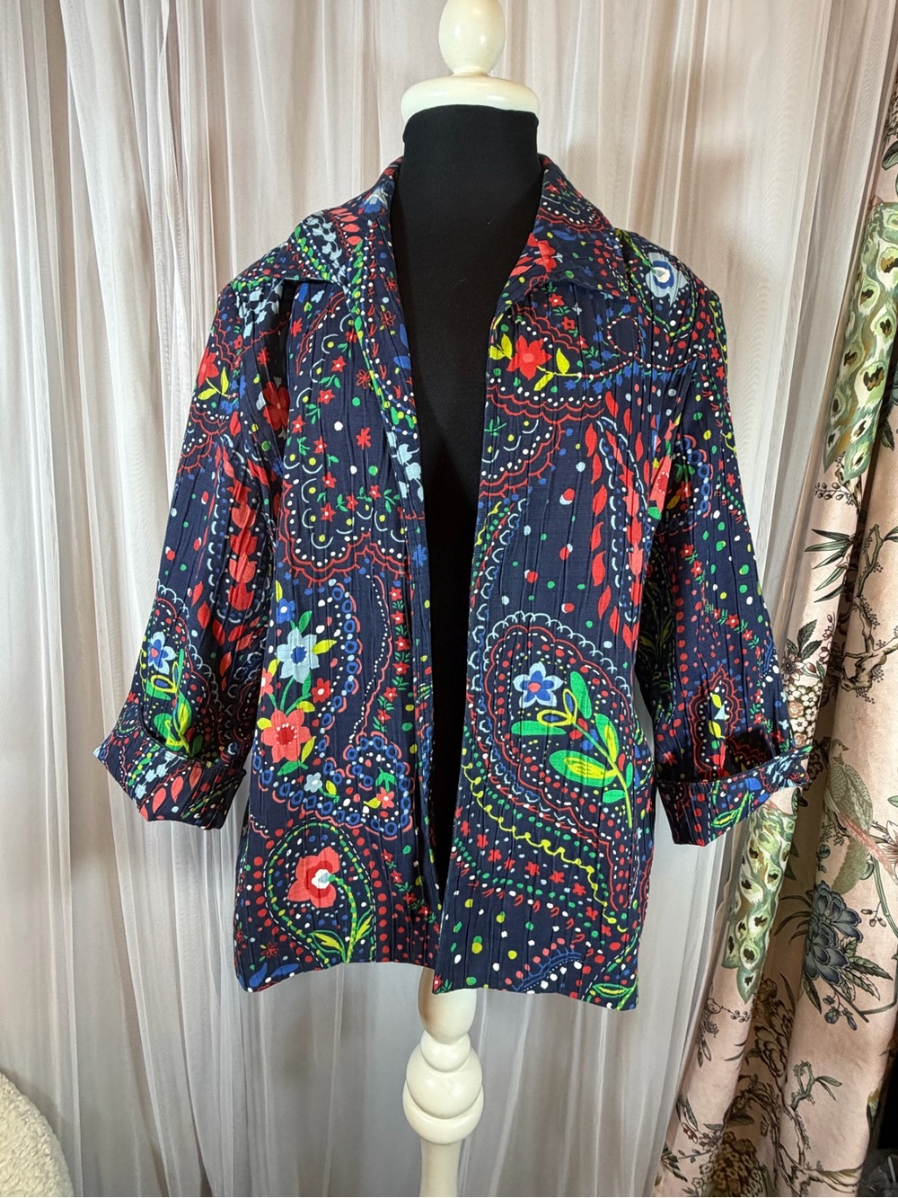 Alfred Dunner Navy Multicolor Floral Jacket